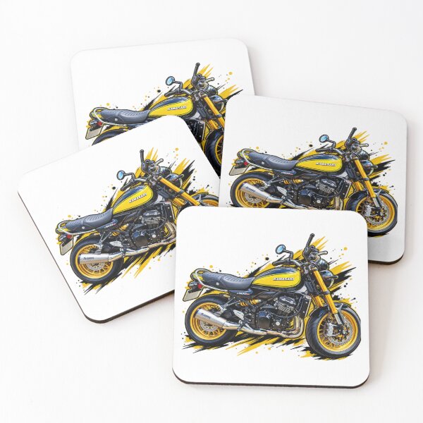 Item preview, black yellow street bike motorcycle rider retro style designed and sold by VivianLauretta8.