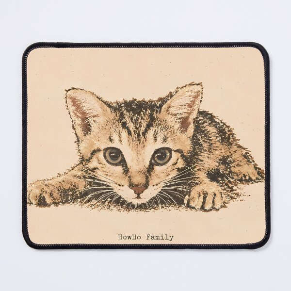 Item preview, Wide-Eyed Tabby Kitten Stalking: Vintage Linocut designed and sold by HowHoFamily.