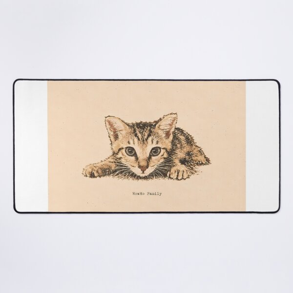 Item preview, Wide-Eyed Tabby Kitten Stalking: Vintage Linocut designed and sold by HowHoFamily.