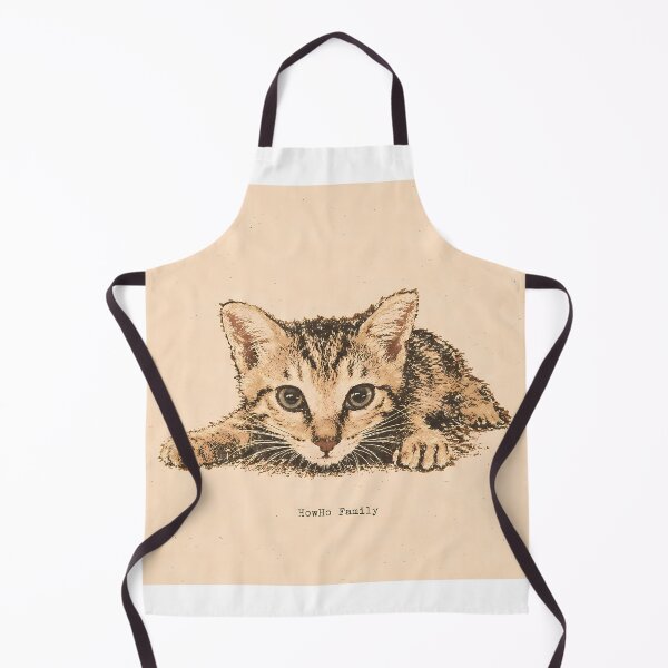 Item preview, Wide-Eyed Tabby Kitten Stalking: Vintage Linocut designed and sold by HowHoFamily.