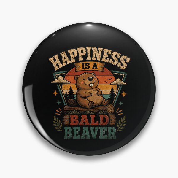 Item preview, Happiness Is A Bald Beaver Funny Wildlife Nature Animal Humor designed and sold by RetroMini2026.