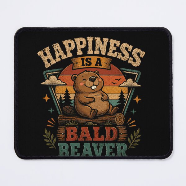 Item preview, Happiness Is A Bald Beaver Funny Wildlife Nature Animal Humor designed and sold by RetroMini2026.
