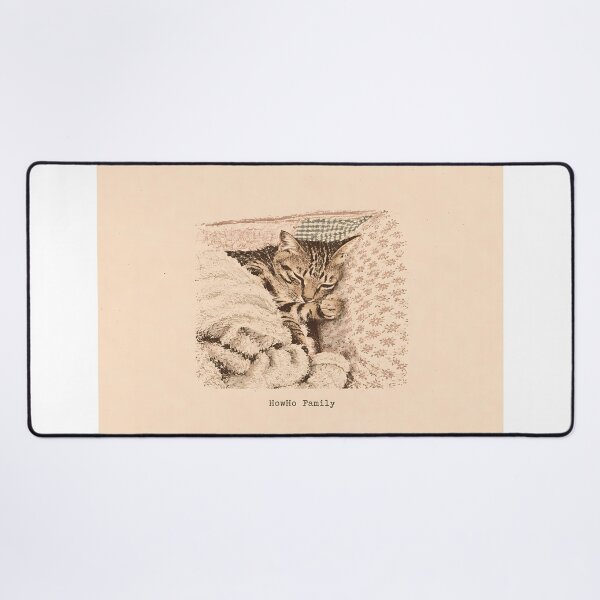 Item preview, Sleeping Tabby Cat in Blankets: Vintage Linocut designed and sold by HowHoFamily.