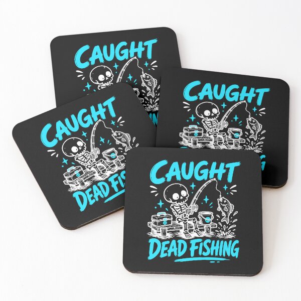 Item preview, Caught Dead Fishing Skeleton Angler Humor designed and sold by markymaarty.