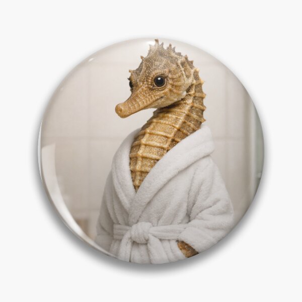 Item preview, Lined Seahorse White Bathrobe designed and sold by Sillytoe.