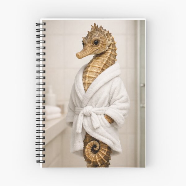 Item preview, Lined Seahorse White Bathrobe designed and sold by Sillytoe.