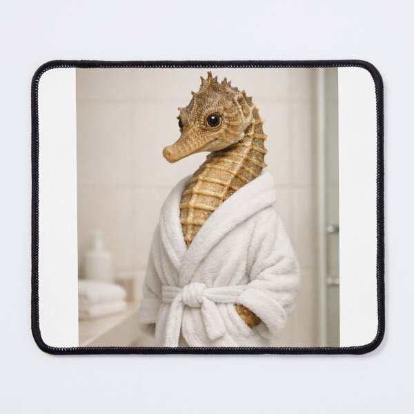 Item preview, Lined Seahorse White Bathrobe designed and sold by Sillytoe.