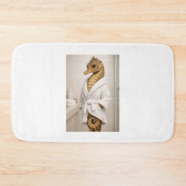 Item preview, Lined Seahorse White Bathrobe designed and sold by Sillytoe.