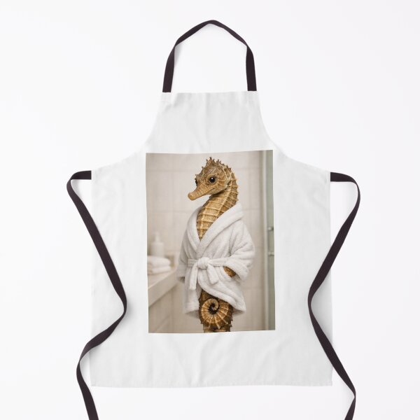 Item preview, Lined Seahorse White Bathrobe designed and sold by Sillytoe.