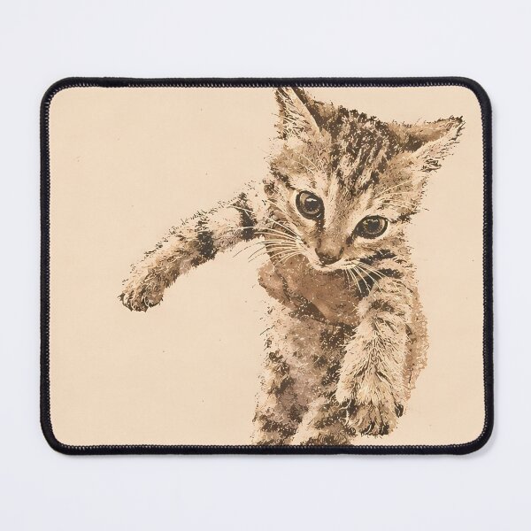 Item preview, Leaping Tabby Kitten Mid-Air: Vintage Linocut designed and sold by HowHoFamily.
