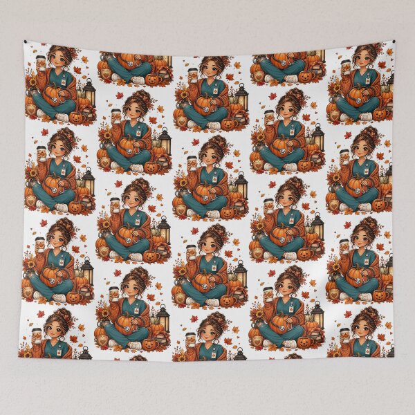 Item preview, Cozy Fall Nurse Pumpkin Tote Bag - Autumn Coffee & Stethoscope Design designed and sold by FestivityFinds.