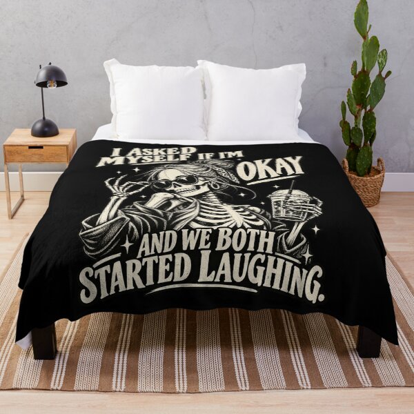 Item preview, I Asked Myself If I'm Okay Skeleton Coffee Funny Sarcastic Meme Design designed and sold by JapanAnimeSH1.
