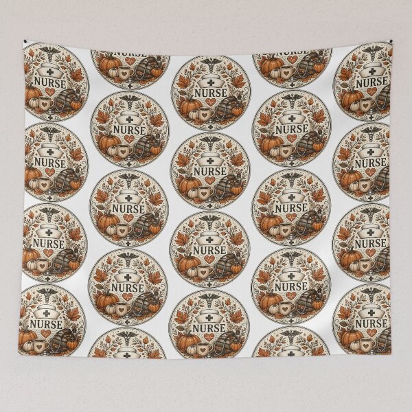 Item preview, Vintage Fall Nurse Sticker - Autumn Pumpkin Coffee Emblem Design designed and sold by FestivityFinds.