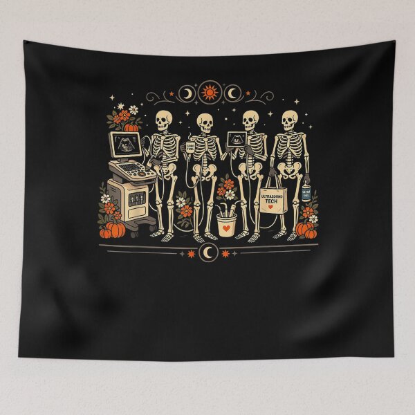 Item preview, Wildflower Skeleton Sonographer Ultrasound Tech Halloween designed and sold by KristenSabol.