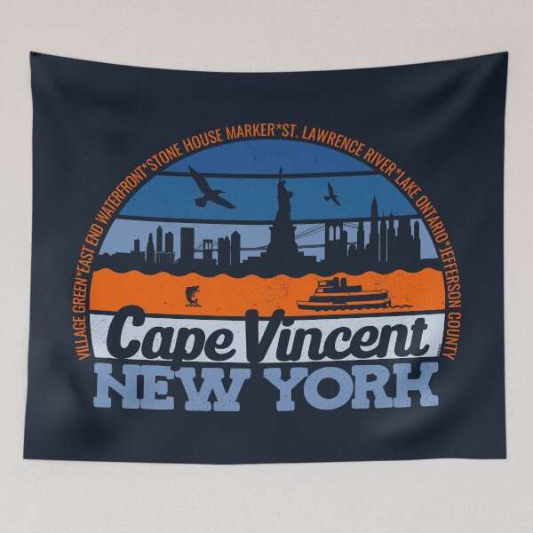 Item preview, Cape Vincent New York Sunset Retro Vintage Local Pride Logo designed and sold by CRHPOD20.