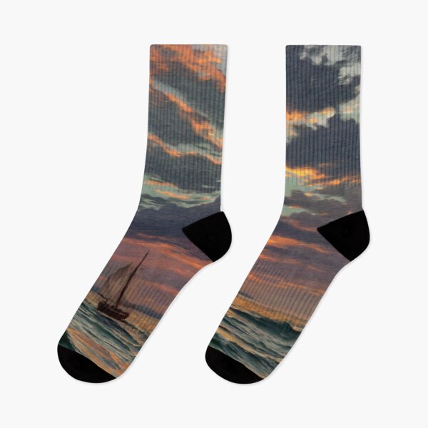 Item preview, Lone Sailboat Beneath a Dramatic Ocean Sunset designed and sold by Zeph1.