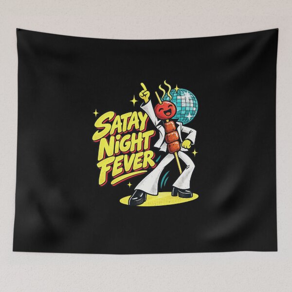 Item preview, Funny Satay Night Southeast Asian Grilled Food Dance Pun Art designed and sold by elderberry.