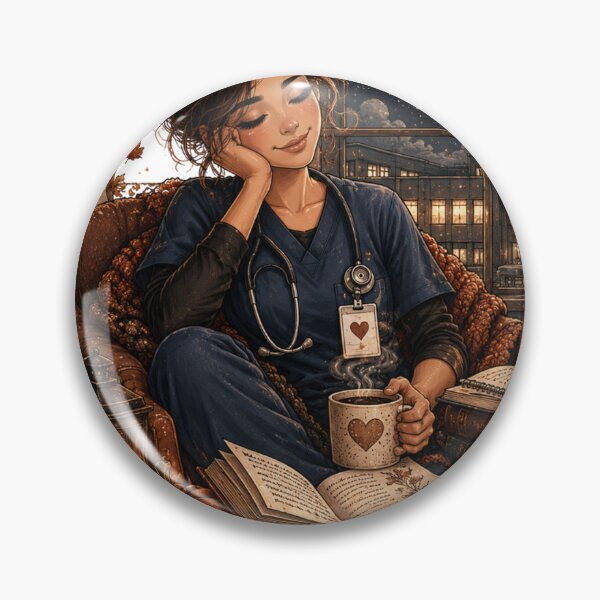 Item preview, Cozy Autumn Nurse Wall Art – Night Shift Coffee, Pumpkin and Medical Aesthetic designed and sold by FestivityFinds.