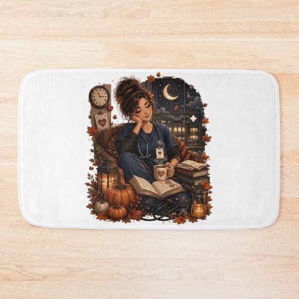 Item preview, Cozy Autumn Nurse Wall Art – Night Shift Coffee, Pumpkin and Medical Aesthetic designed and sold by FestivityFinds.