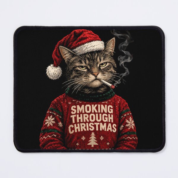 Item preview, Merry Christmas Cat Smoking Funny Christmas Cat Holiday Gift designed and sold by mraihan.