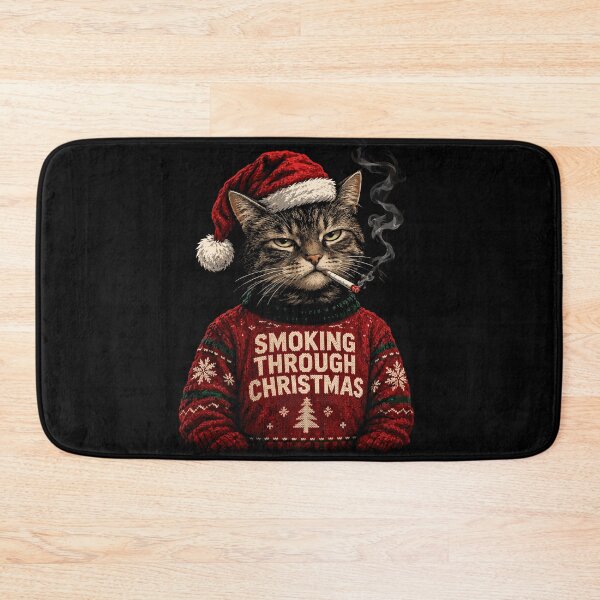 Item preview, Merry Christmas Cat Smoking Funny Christmas Cat Holiday Gift designed and sold by mraihan.