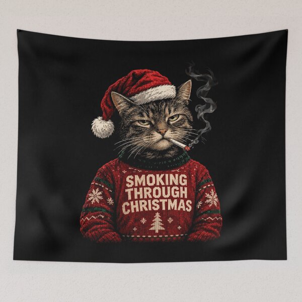 Item preview, Merry Christmas Cat Smoking Funny Christmas Cat Holiday Gift designed and sold by mraihan.
