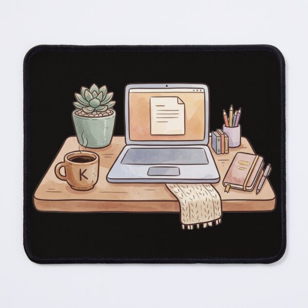 Item preview, Cozy Workspace Laptop Desk with Succulent and Coffee designed and sold by MaafiaArtsThai.