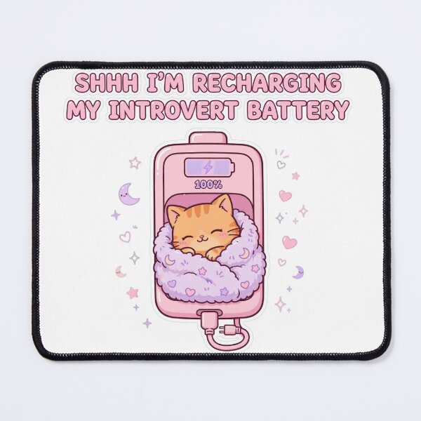 Item preview, Shhh I'm Recharging My Introvert Battery - Cute Cozy Orange Cat designed and sold by Interactive-Art.