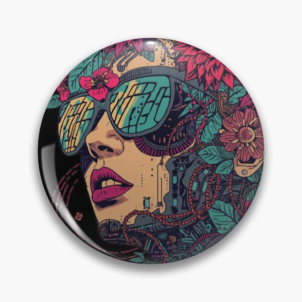 Item preview, Floral Vision Sunglasses: Cyberpunk Botanical Portrait designed and sold by  Mythical Entanglement.