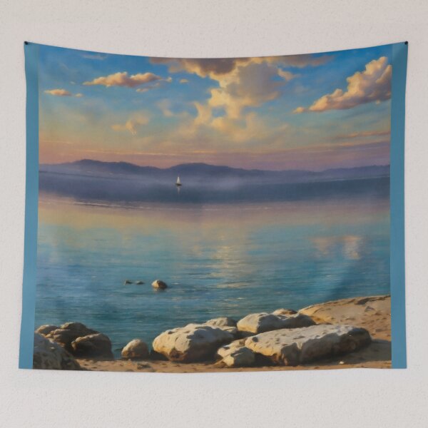Item preview, Quiet Coastal Cove with a Distant Sailboat designed and sold by Zeph1.
