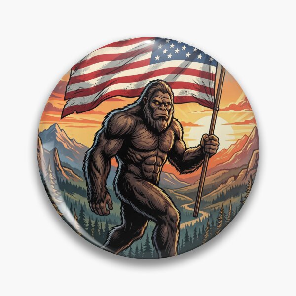 Item preview, Patriotic Bigfoot Holding American Flag at Sunset designed and sold by Spank My Yeti.