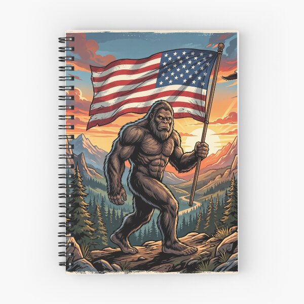 Item preview, Patriotic Bigfoot Holding American Flag at Sunset designed and sold by Spank My Yeti.
