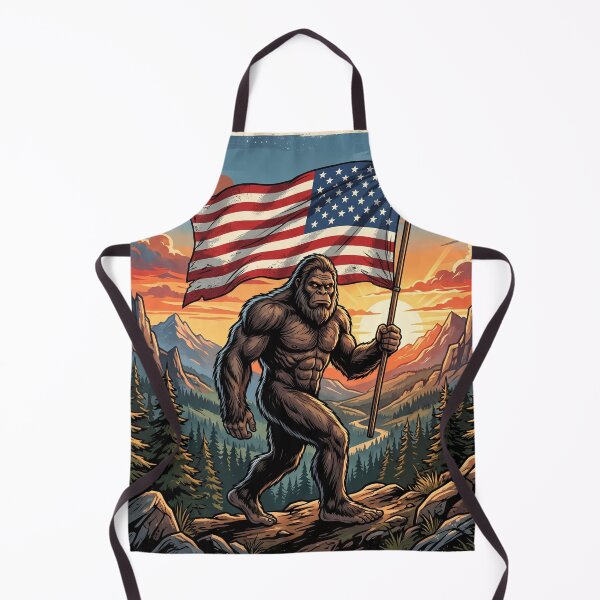 Item preview, Patriotic Bigfoot Holding American Flag at Sunset designed and sold by Spank My Yeti.