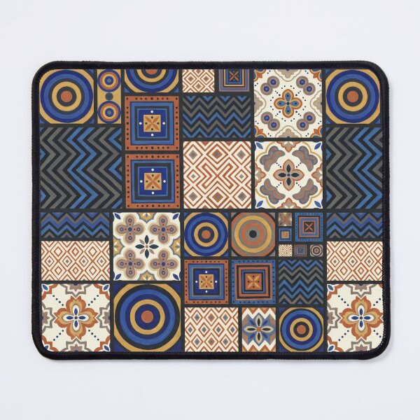 Item preview, Blue Terracotta Geometric Folk Art Tile Pattern designed and sold by arteresting-art.