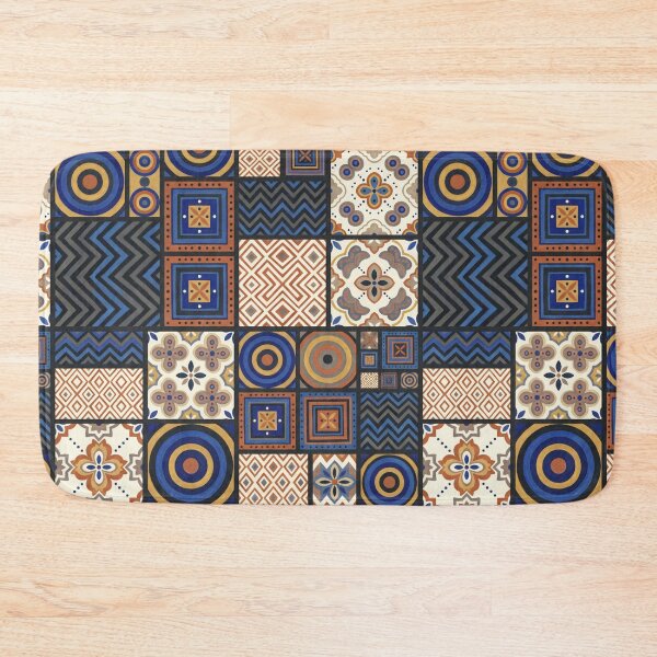Item preview, Blue Terracotta Geometric Folk Art Tile Pattern designed and sold by arteresting-art.