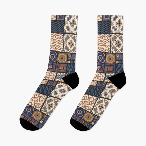 Item preview, Blue Terracotta Geometric Folk Art Tile Pattern designed and sold by arteresting-art.