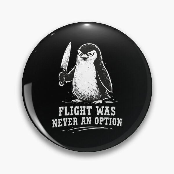 Item preview, Angry Penguin Wielding Knife Flight Option Gag designed and sold by TAYLORBROWSD.