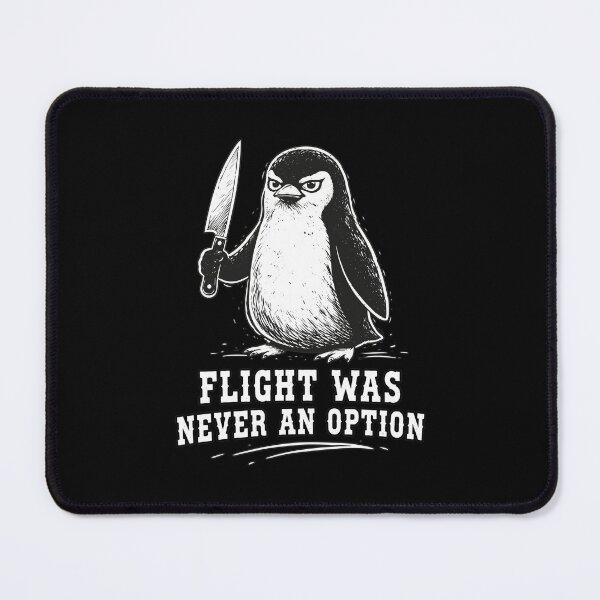 Item preview, Angry Penguin Wielding Knife Flight Option Gag designed and sold by TAYLORBROWSD.