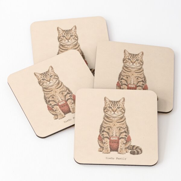 Item preview, Sitting Tabby Cat in Red Shorts: Vintage Linocut designed and sold by HowHoFamily.