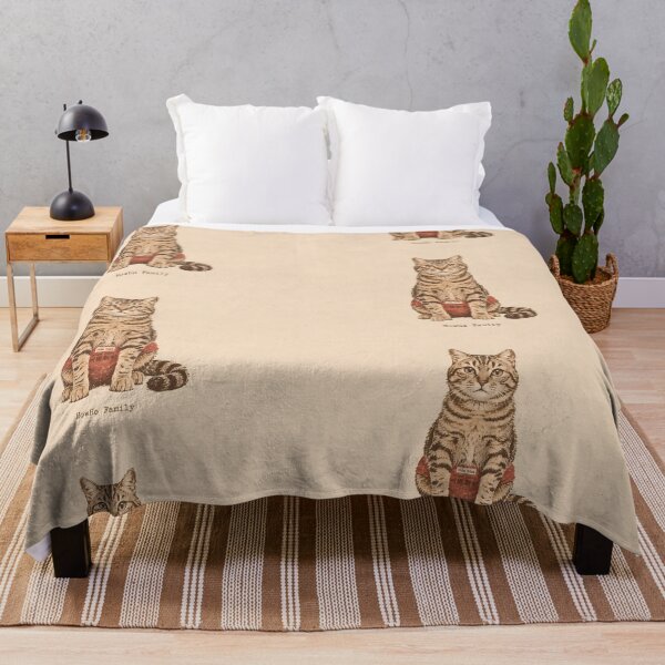 Item preview, Sitting Tabby Cat in Red Shorts: Vintage Linocut designed and sold by HowHoFamily.