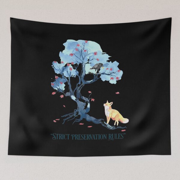 Item preview, Watercolor Fox, Bird, and Blue Tree Scene designed and sold by TAYLORBROWSD.