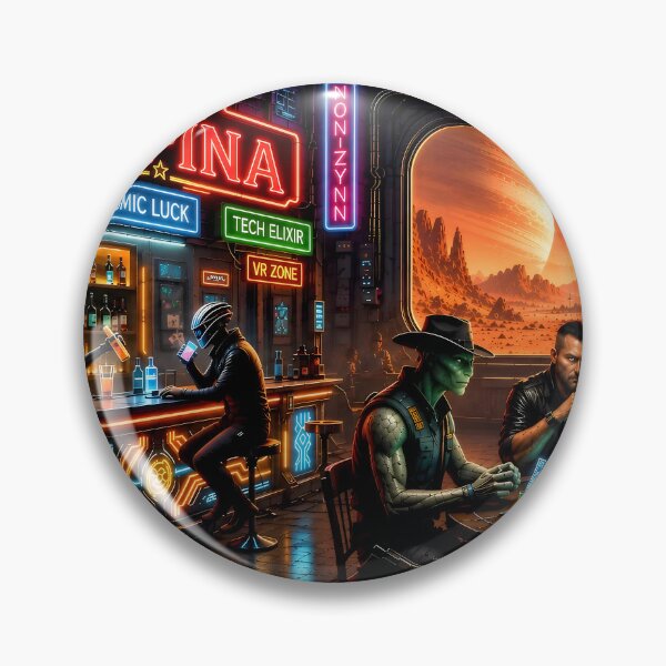 Item preview, Neon Cyberpunk Saloon - Futuristic Western Sci-Fi Bar designed and sold by Kek-Ina.