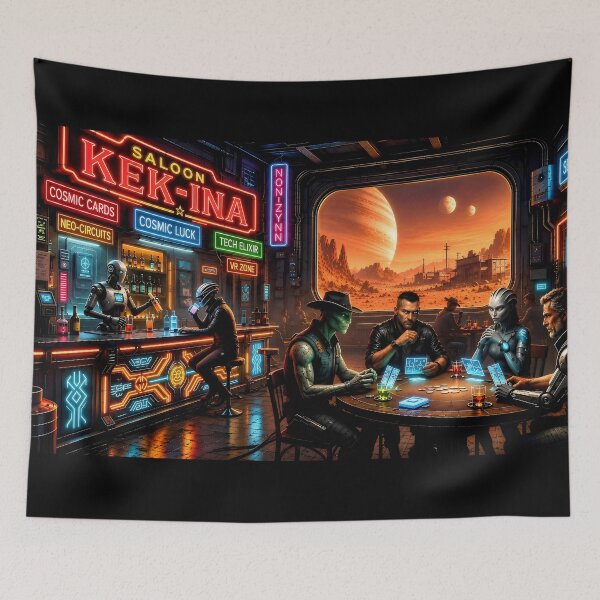 Item preview, Neon Cyberpunk Saloon - Futuristic Western Sci-Fi Bar designed and sold by Kek-Ina.