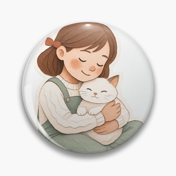 Item preview, Sweet Embrace - Cute Girl Hugging Her Cat Watercolor Sticker designed and sold by RAJASWARSTORE.