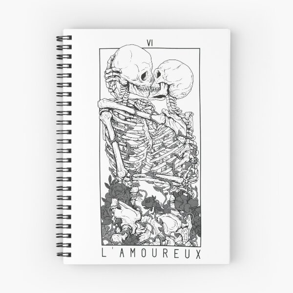 Item preview, Skeletal Lovers Tarot VI Embrace Monochromatic Art designed and sold by DANILUMS.
