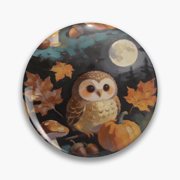 Item preview, Cozy Autumn Owl Pumpkin Halloween Cottagecore Folk Art designed and sold by cr6zym1nd.