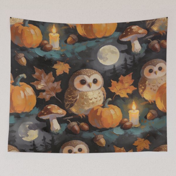 Item preview, Cozy Autumn Owl Pumpkin Halloween Cottagecore Folk Art designed and sold by cr6zym1nd.