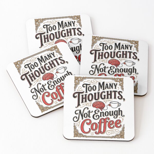 Item preview, Too Many Thoughts, Not Enough Coffee T-Shirt designed and sold by rkgrafix.
