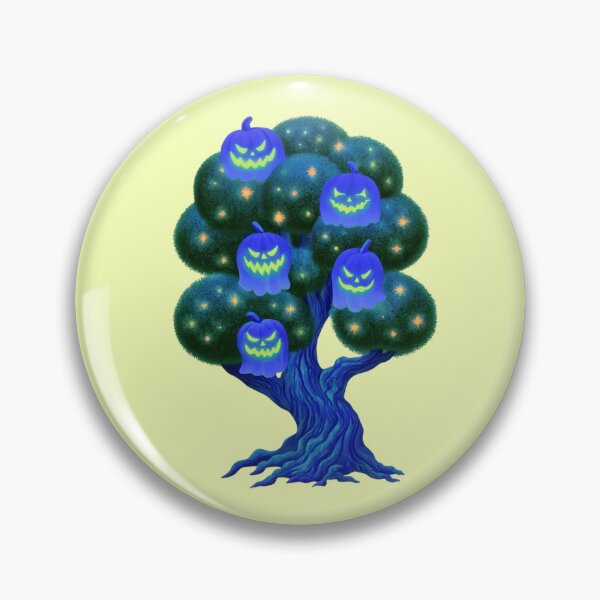 Item preview, Glowing Halloween tree with blue ghost pumpkins designed and sold by Mauswohn.