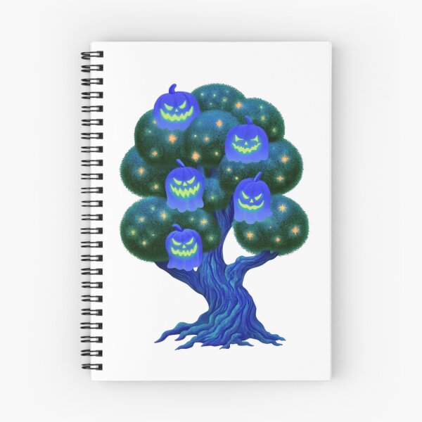 Item preview, Glowing Halloween tree with blue ghost pumpkins designed and sold by Mauswohn.